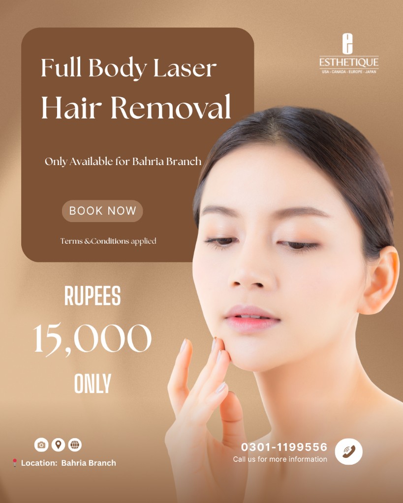 Esthetique clinic full body laser hair removal promotional poster