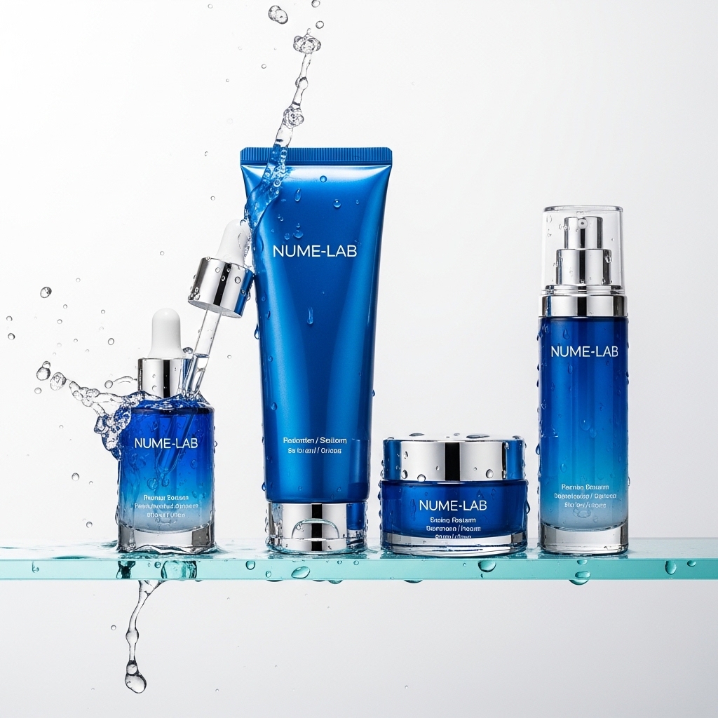 Nume-Lab Skincare Products with Water Splash