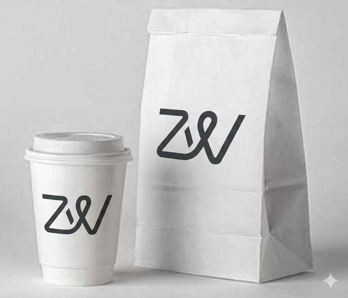 ZW Branding Mockup with Coffee Cup and Paper Bag